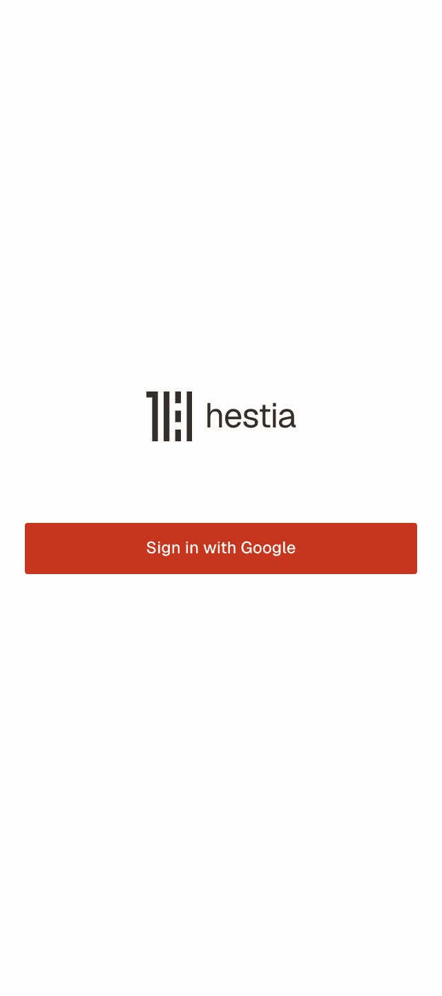 Hestia's sign-in page on a phone.